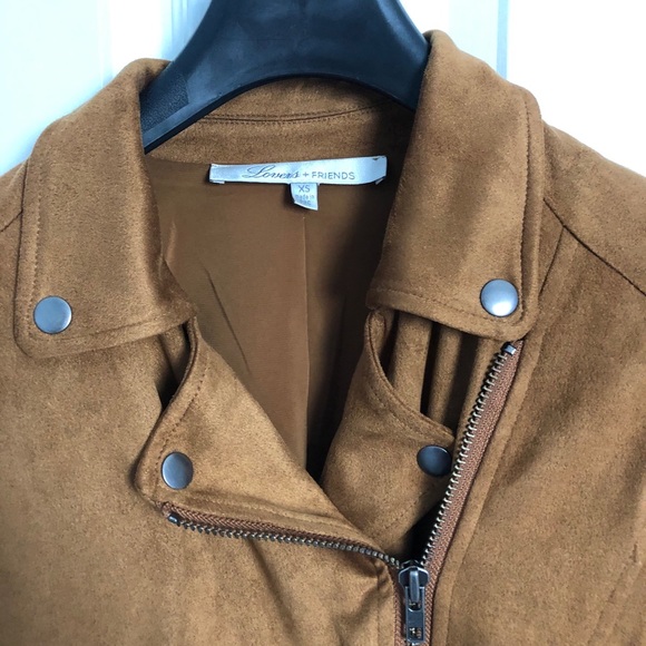 LOVERS & FRIENDS Faux Suede Brown Moto Jacket - Picture 4 of 5